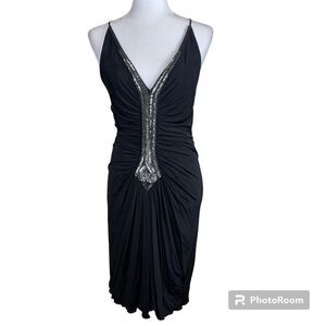 Robert Cavalli Women Black spaghetti strap rhinestone body-con formal dress